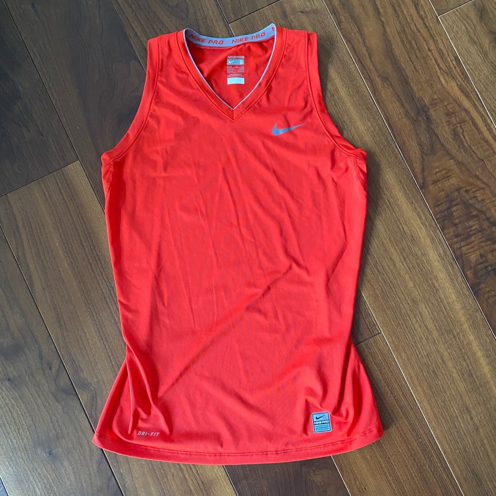 [Nike] Nike Pro Dri-Fit Red Orange Sleeveless Workout Top